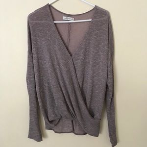 Knit wrap front sweater